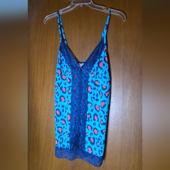 Frederick’s of Hollywood Blue Leopard Lace Camisole & Panty Set Size XL NWOT - Picture 1 of 8